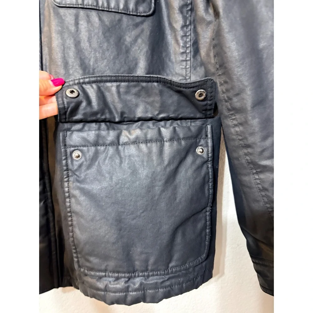 J.Crew Hayes Black Waxed Coated Cotton Thinsulate Field Jacket Mens L E3828